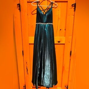Windsor Elegant Emerald Green Sparkling Gown with Crystal Detailing